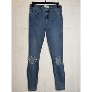 Free People Jeans Women’s Size 26 Blue Skinny Distressed 61855-16515125 FP‎